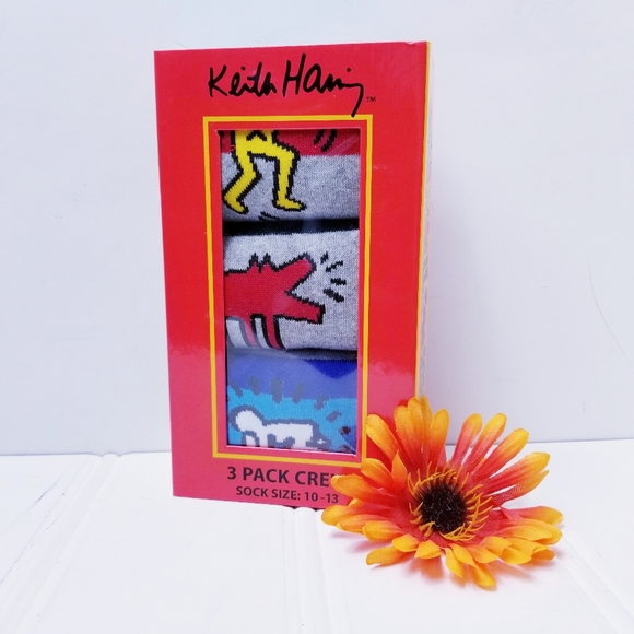 Keith Haring Other - Keith Haring 3 Pack Mens GRAFFITI Art Crew Socks